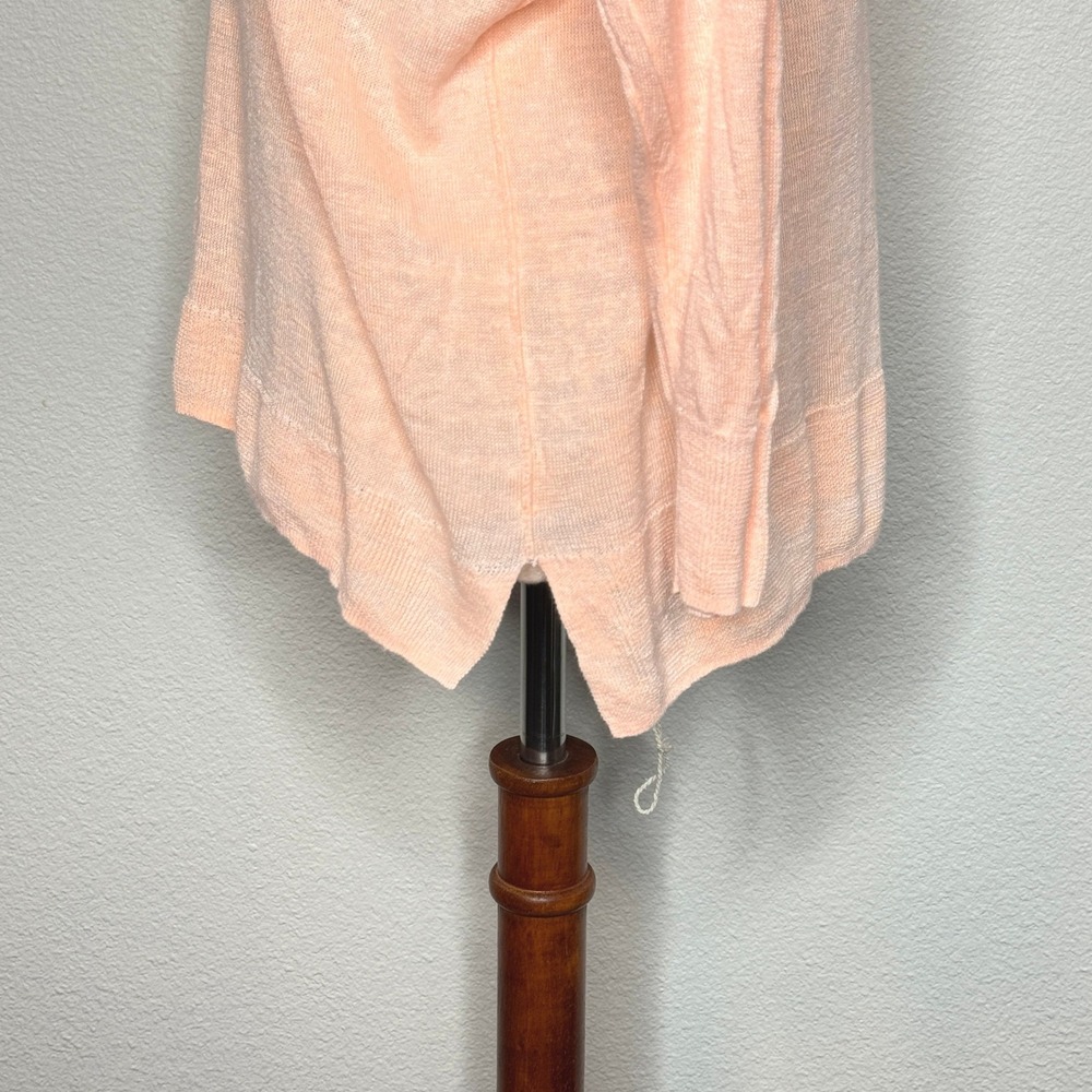 J. CREW 100%‎ Linen Womens Sweater MEDIUM Lt. Orange Lightweight 3/4 Sleeves - Picture 3 of 8